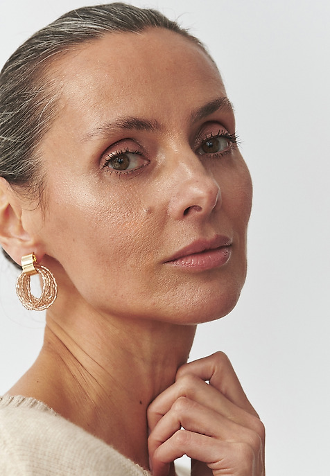 GLASS BEAD EARRINGS — NOMI BEIGE 2