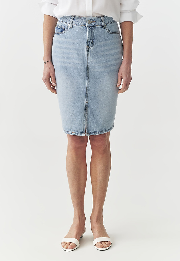 DENIM SKIRT WITH PLEATS — EWI DENIM SKIRT WITH PLEATS — EWI NIEBIESKI 2