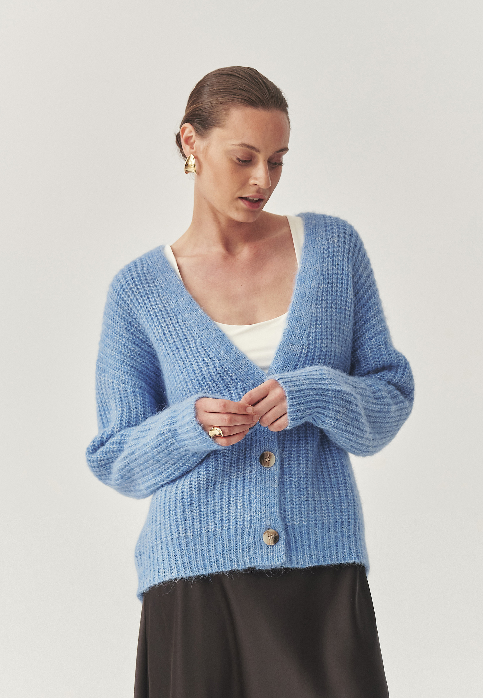 CARDIGAN DIN LANA ȘI ALPACA - ADISON CARDIGAN DIN LANA ȘI ALPACA - ADISON ALBASTRU 114805