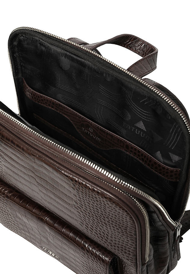 LEATHER BACKPACK WITH ANIMAL MOTIF - COBRA LEATHER BACKPACK WITH ANIMAL MOTIF - COBRA BROWN 8