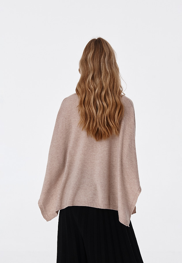 LADIES' WOOLEN PONCHO-SWEATER PONKOLO LADIES' WOOLEN PONCHO-SWEATER PONKOLO BEIGE 2