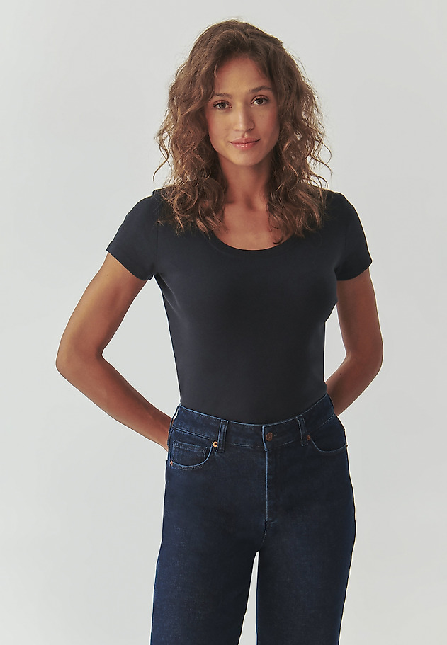 TRICOU DE DAMĂ AJUSTAT, DIN BUMBAC - ANTONINA TRICOU DE DAMĂ AJUSTAT, DIN BUMBAC - ANTONINA BLEUMARIN 1