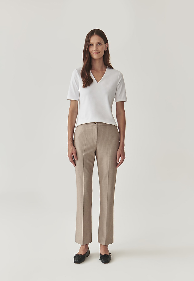 CLASSIC LADIES’ TROUSERS IN VERTICAL STRIPES - LATONI CLASSIC LADIES’ TROUSERS IN VERTICAL STRIPES - LATONI BEŻOWY 1