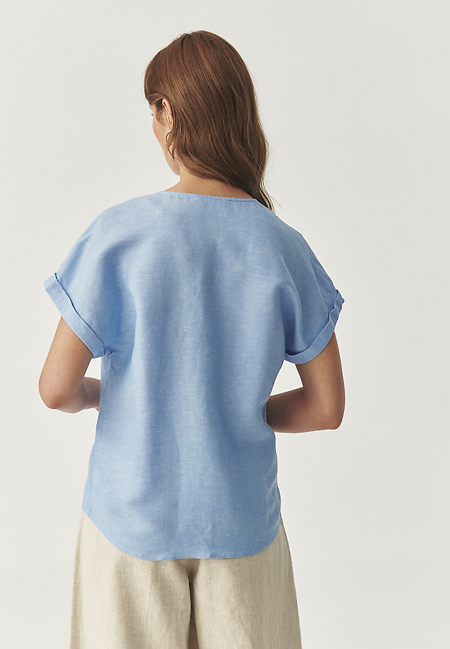 CASUAL SHIRT WITH LINEN - SAMANTA CASUAL SHIRT WITH LINEN - SAMANTA NIEBIESKI 3