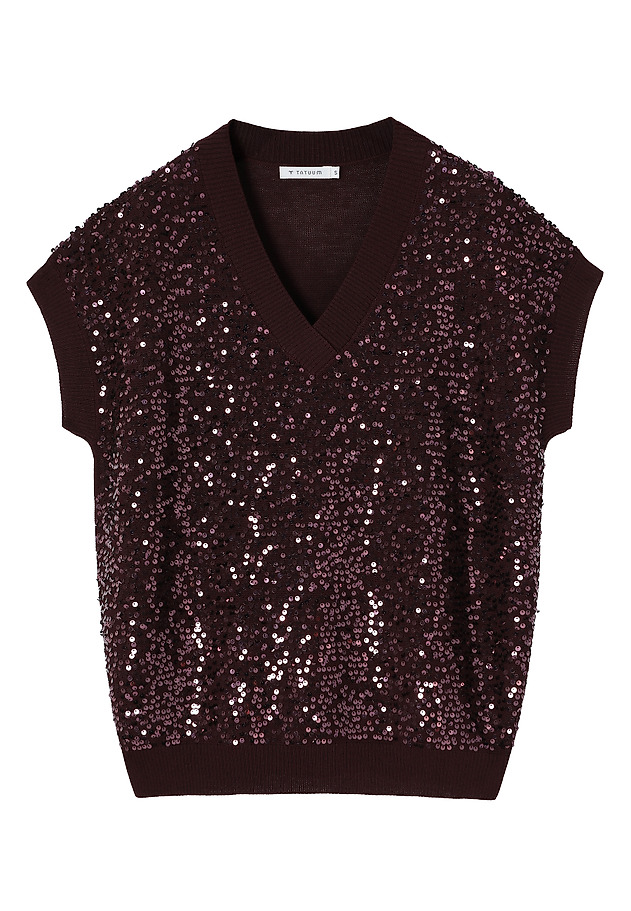 STYLISH JUMPER WITH SEQUIN DETAILS - ICOMA STYLISH JUMPER WITH SEQUIN DETAILS - ICOMA RED 6