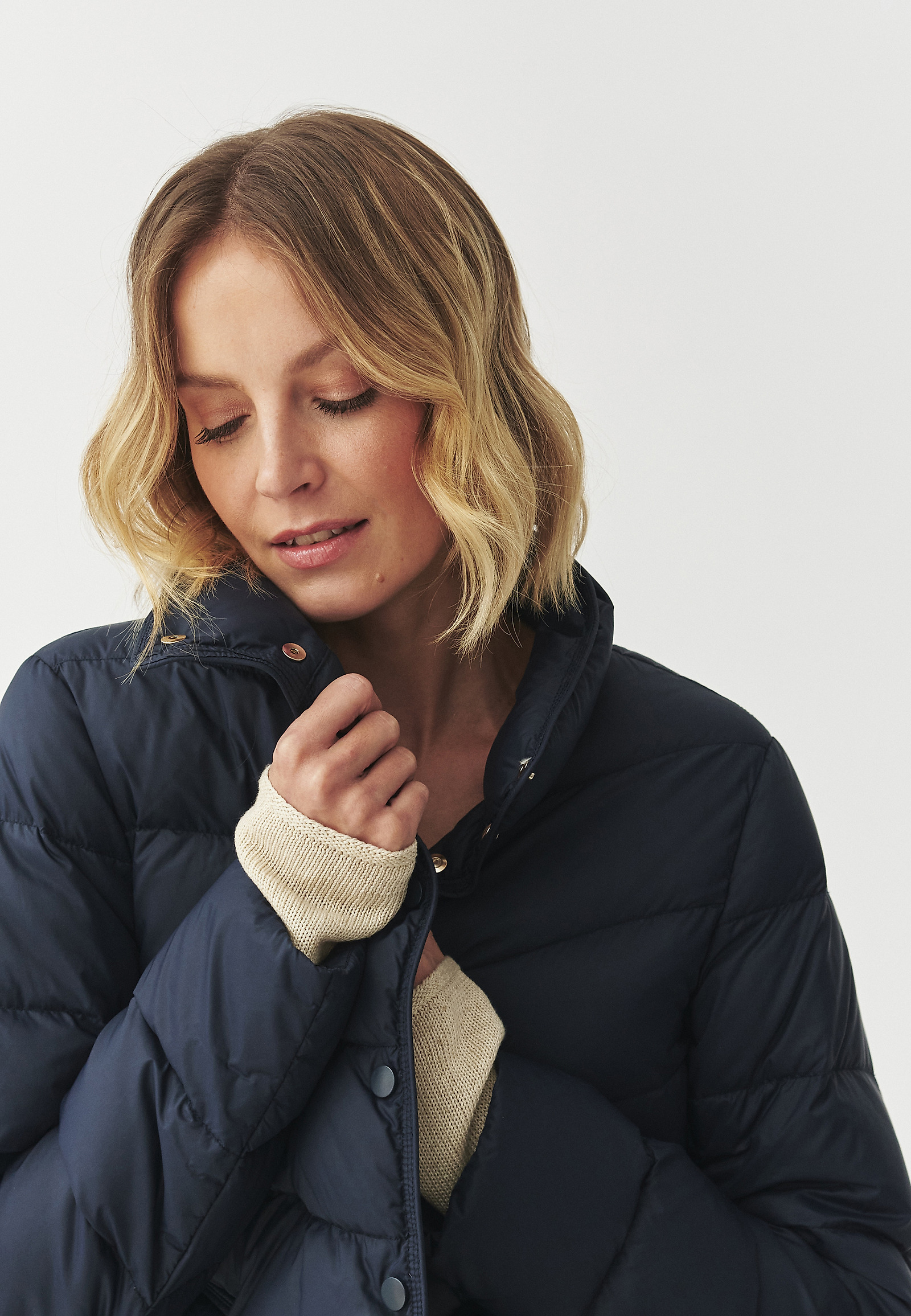 DOWN JACKET WITH STAND-UP COLLAR — MARONA DOWN JACKET WITH STAND-UP COLLAR — MARONA NAVY BLUE 107632