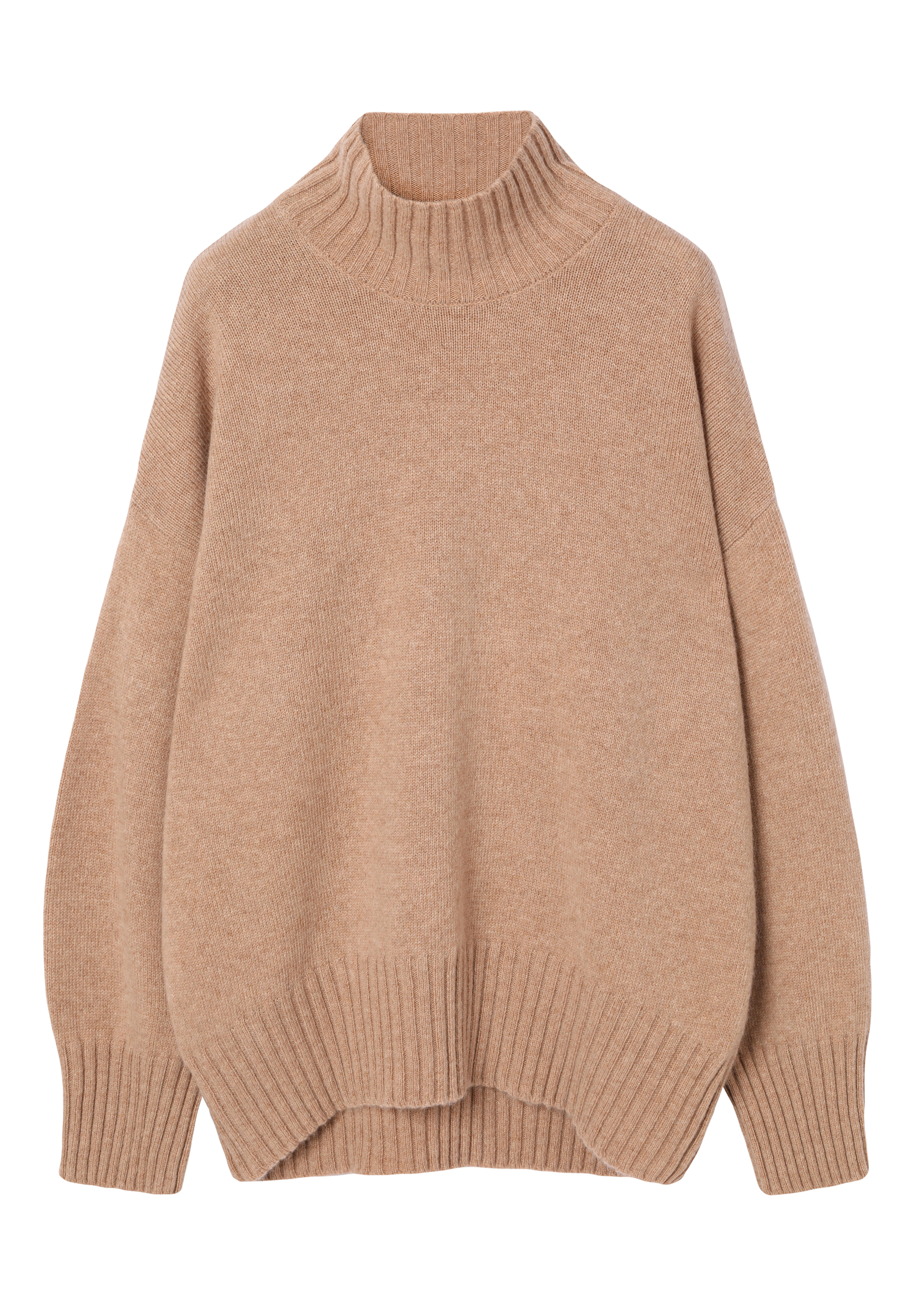 SWOBODNY SWETER Z WEŁNY - MOMA BEŻOWY 2