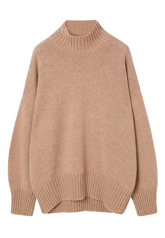 SWOBODNY SWETER Z WEŁNY - MOMA SWOBODNY SWETER Z WEŁNY - MOMA BEŻOWY 6