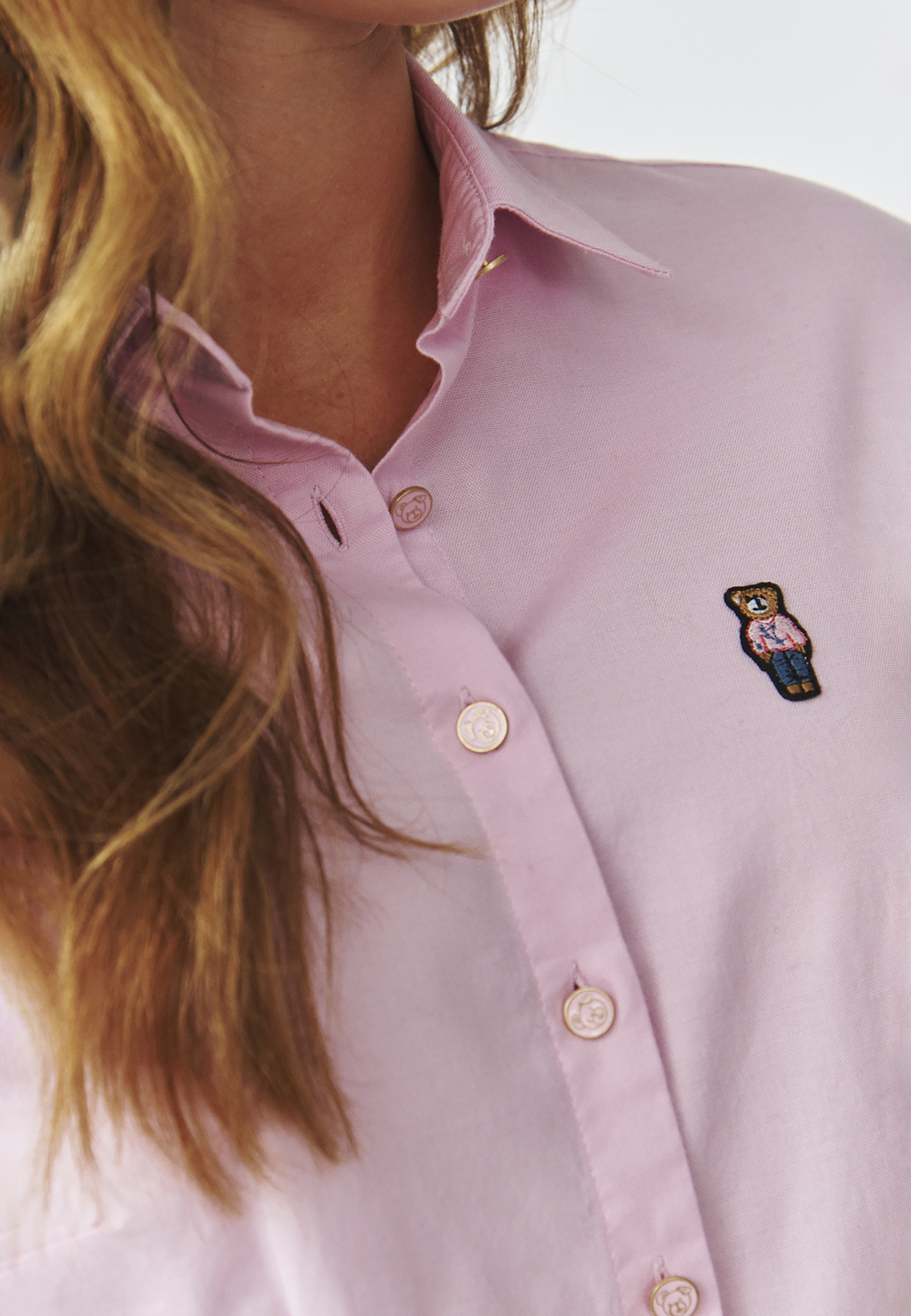 TKANINOWA KOSZULA DAMSKA Z MISIEM USZATKIEM — ELIZA RÓŻOWY 2