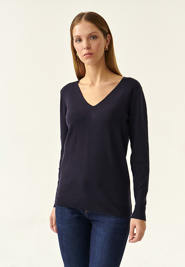 LADIES' CLASSIC SWEATER TESSA LADIES' CLASSIC SWEATER TESSA NAVY BLUE 3