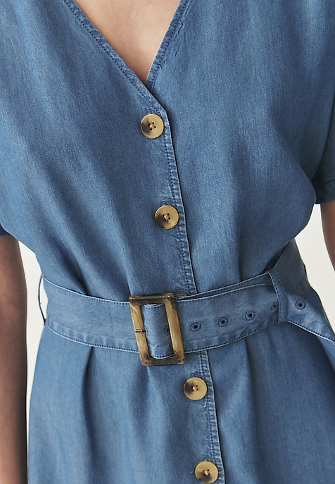 STYLISH LYOCELL SHIRT DRESS - LORIA BLUE 2