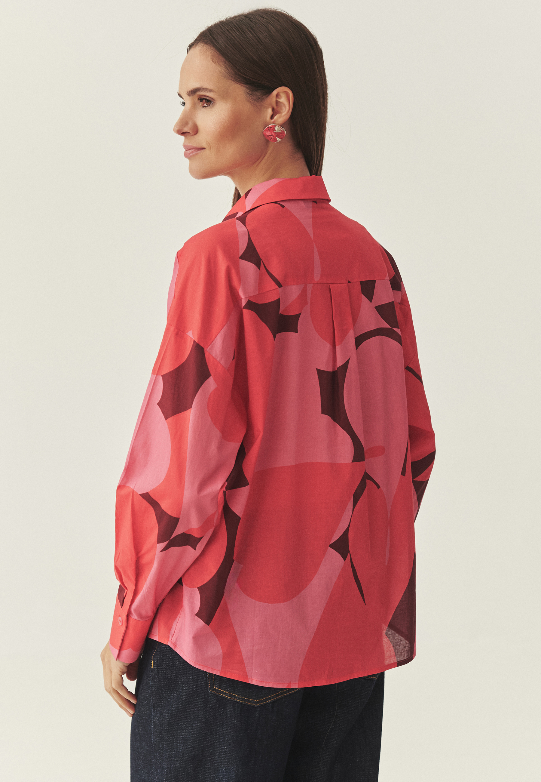 BAWEŁNIANA KOSZULA Z AUTORSKIM WZOREM - LERIA CZERWONY 2