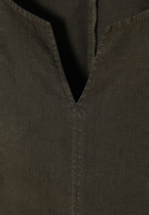 LADIES’ LINEN DRESS IN A BARREL SHAPE - OWERITA 1 KHAKI 2