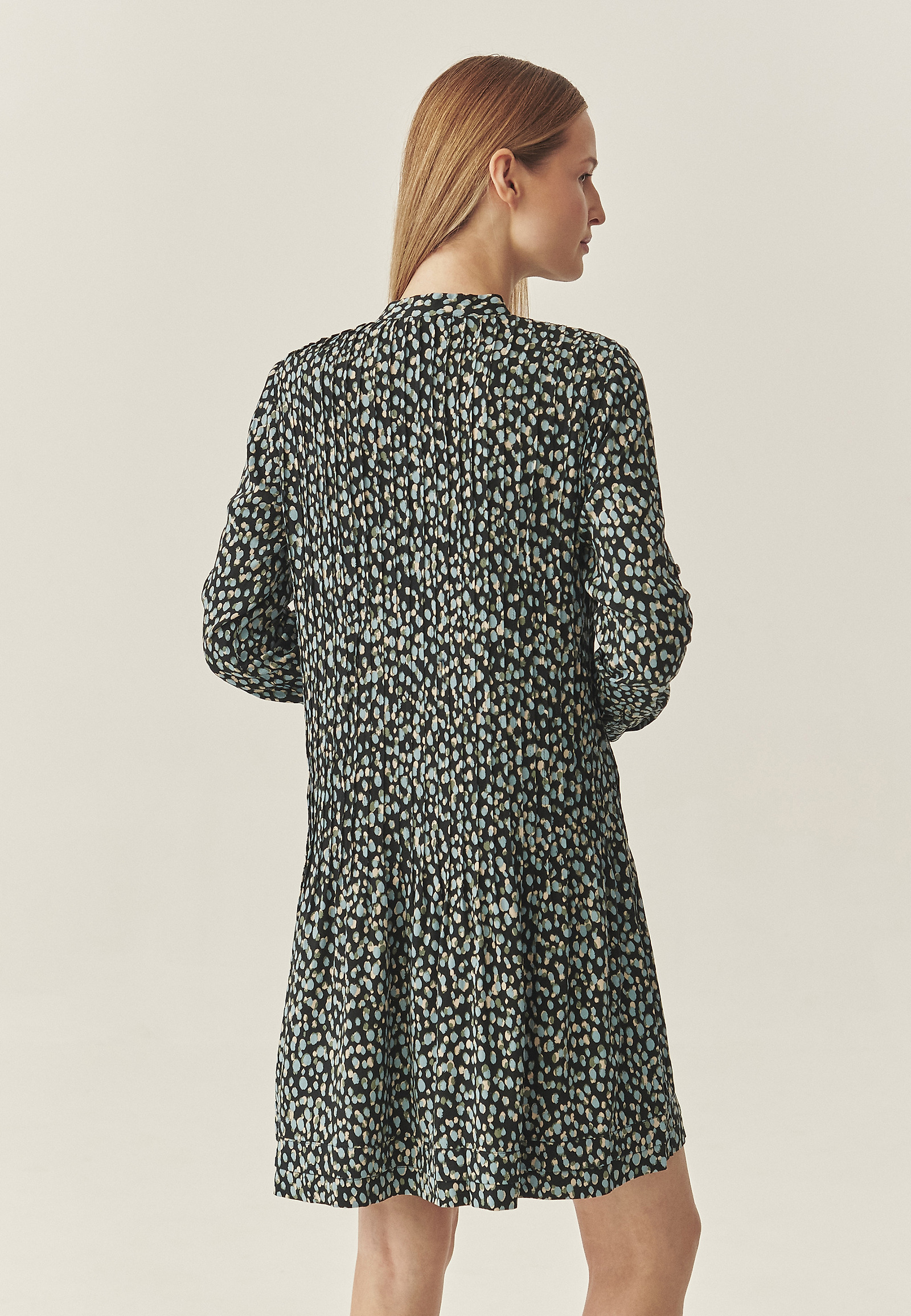 FABRIC SHIRT DRESS WITH STAND-UP COLLAR - LILI FABRIC SHIRT DRESS WITH STAND-UP COLLAR - LILI MULTICOLOR 118028