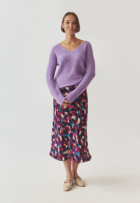 PATTERNED SKIRT MADE OF SATIN FABRIC - SATINI 7 MULTICOLOR 2