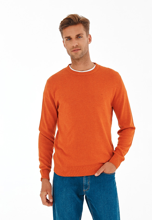 CIENKI SWETER MĘSKI TRICK 1 CIENKI SWETER MĘSKI TRICK 1 POMARAŃCZOWY 3