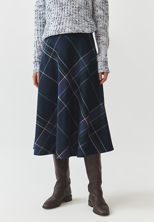 CHECKERED FABRIC FLARED MIDI SKIRT — LUBKO CHECKERED FABRIC FLARED MIDI SKIRT — LUBKO MULTIKOLOR 2