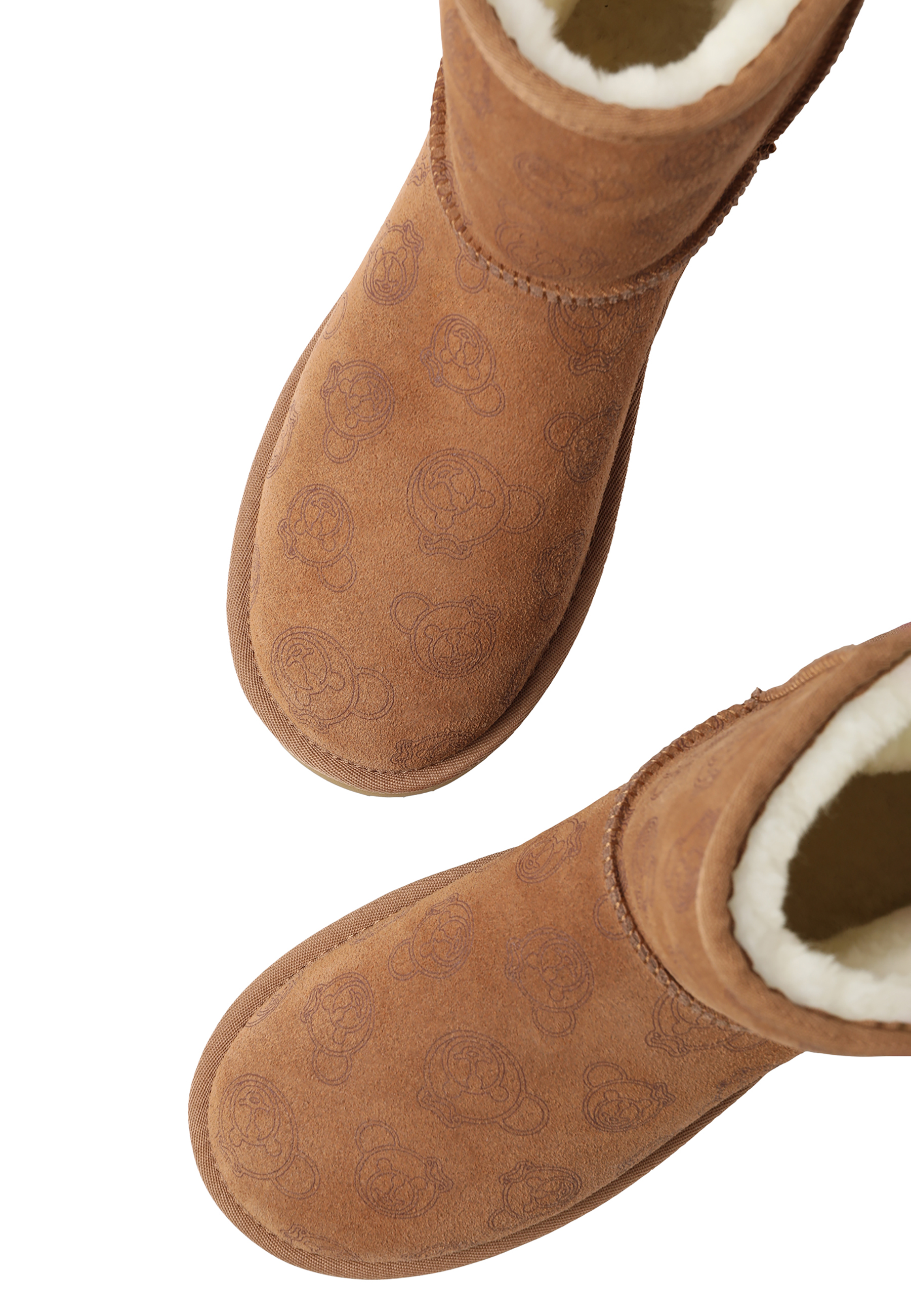 SKÓRZANE ŚNIEGOWCE DAMSKIE Z NADRUKIEM — LARSA BEŻOWY 2