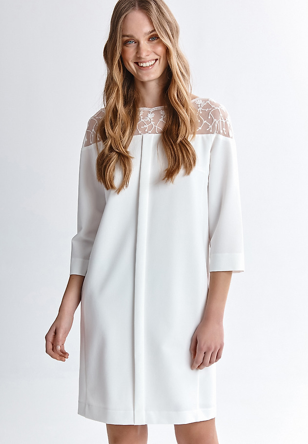 ELEGANCKA SUKIENKA Z HAFTEM - KARETA B ELEGANCKA SUKIENKA Z HAFTEM - KARETA B ECRU 4