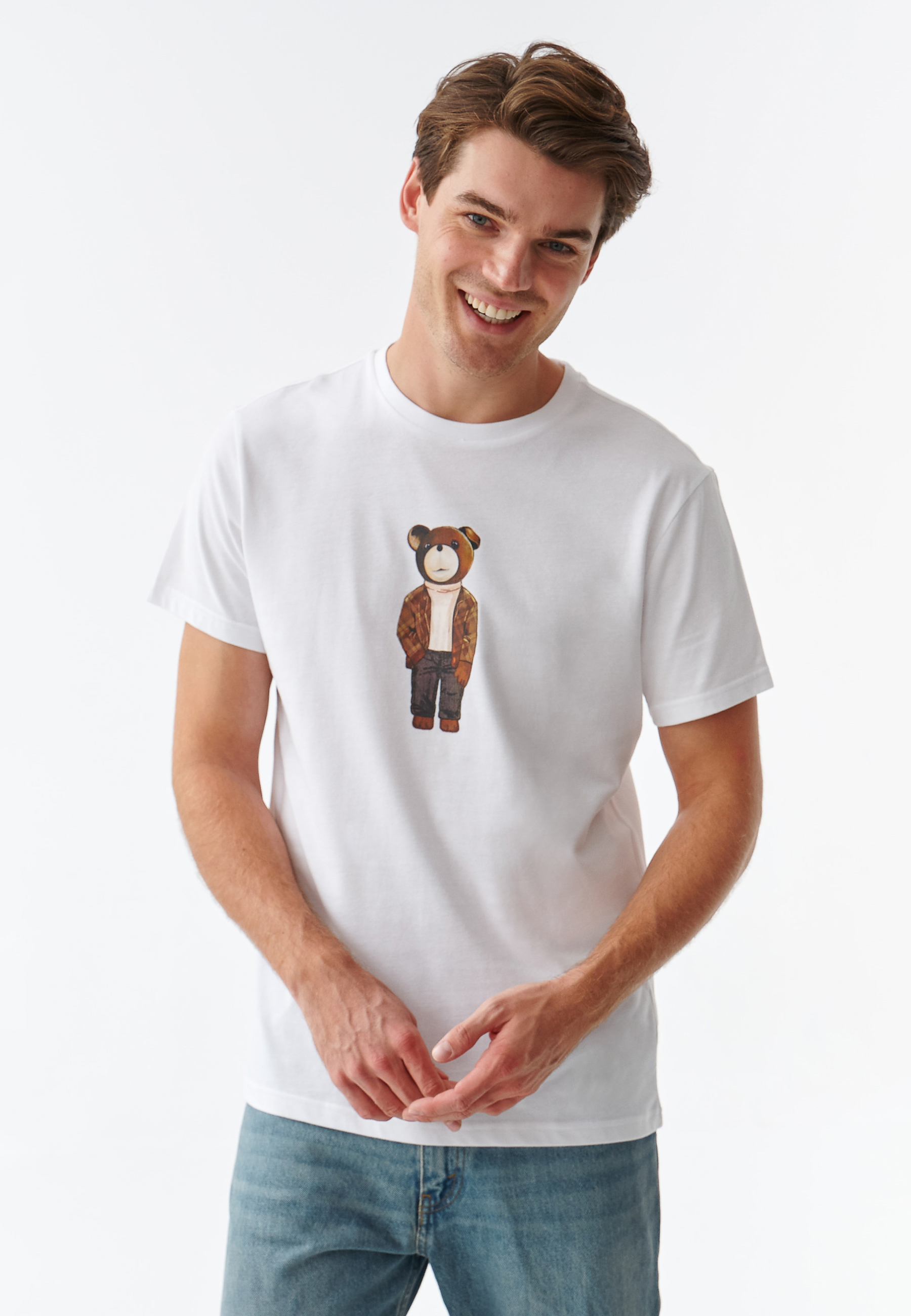 PÁNSKÉ TRIČKO S VÝŠIVKOU MEDVÍDKA UŠÁČKA MIKIN