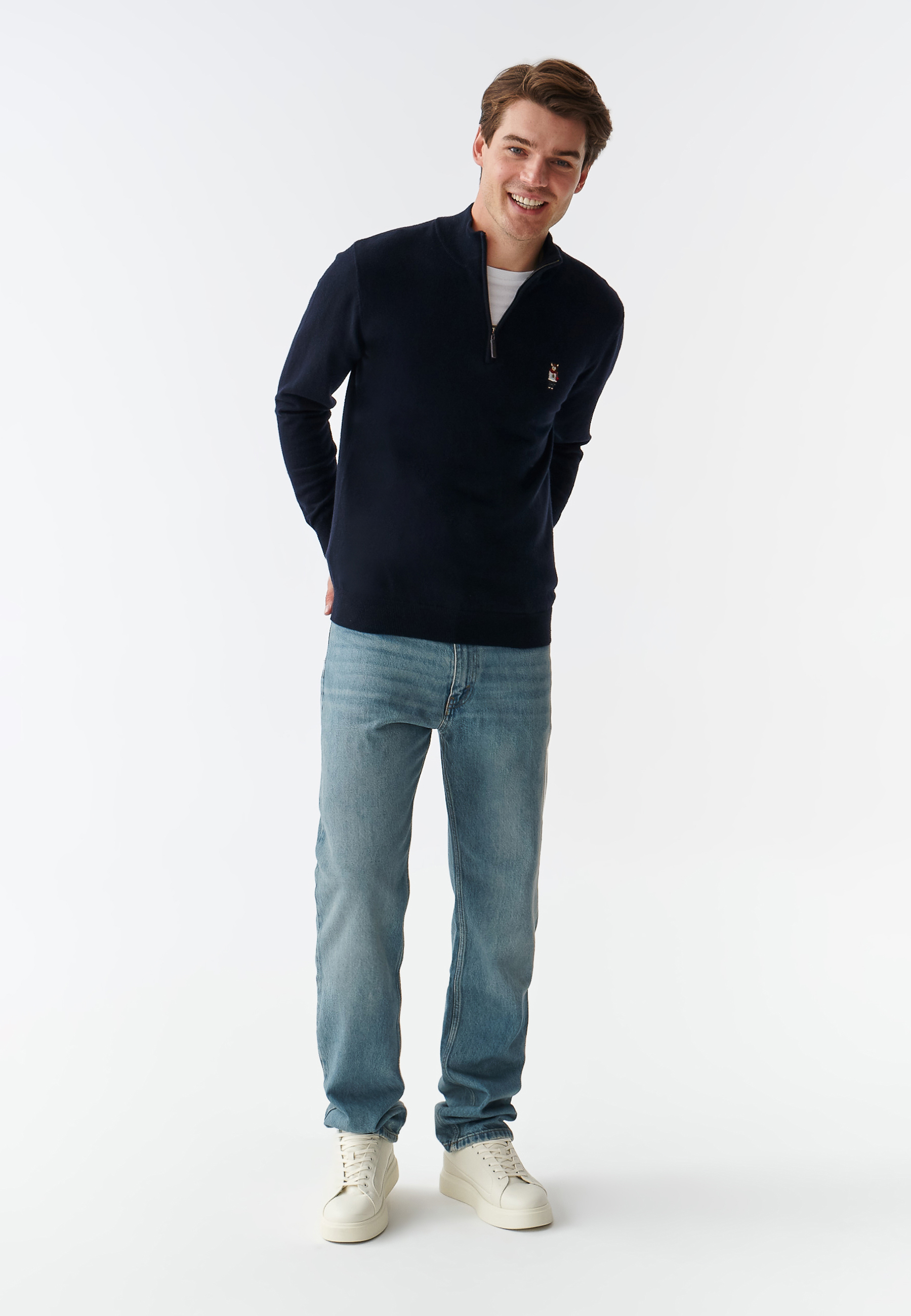 SWETER MĘSKI Z ROZPINANYM GOLFEM MICHU GRANATOWY 2