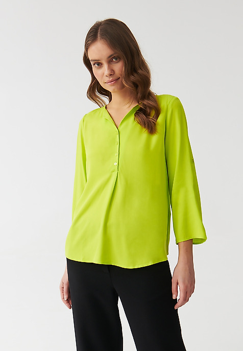 LADIES’ VISCOSE BLOUSE WITH ROLLED-UP SLEEVES - ISOLA GREEN 2