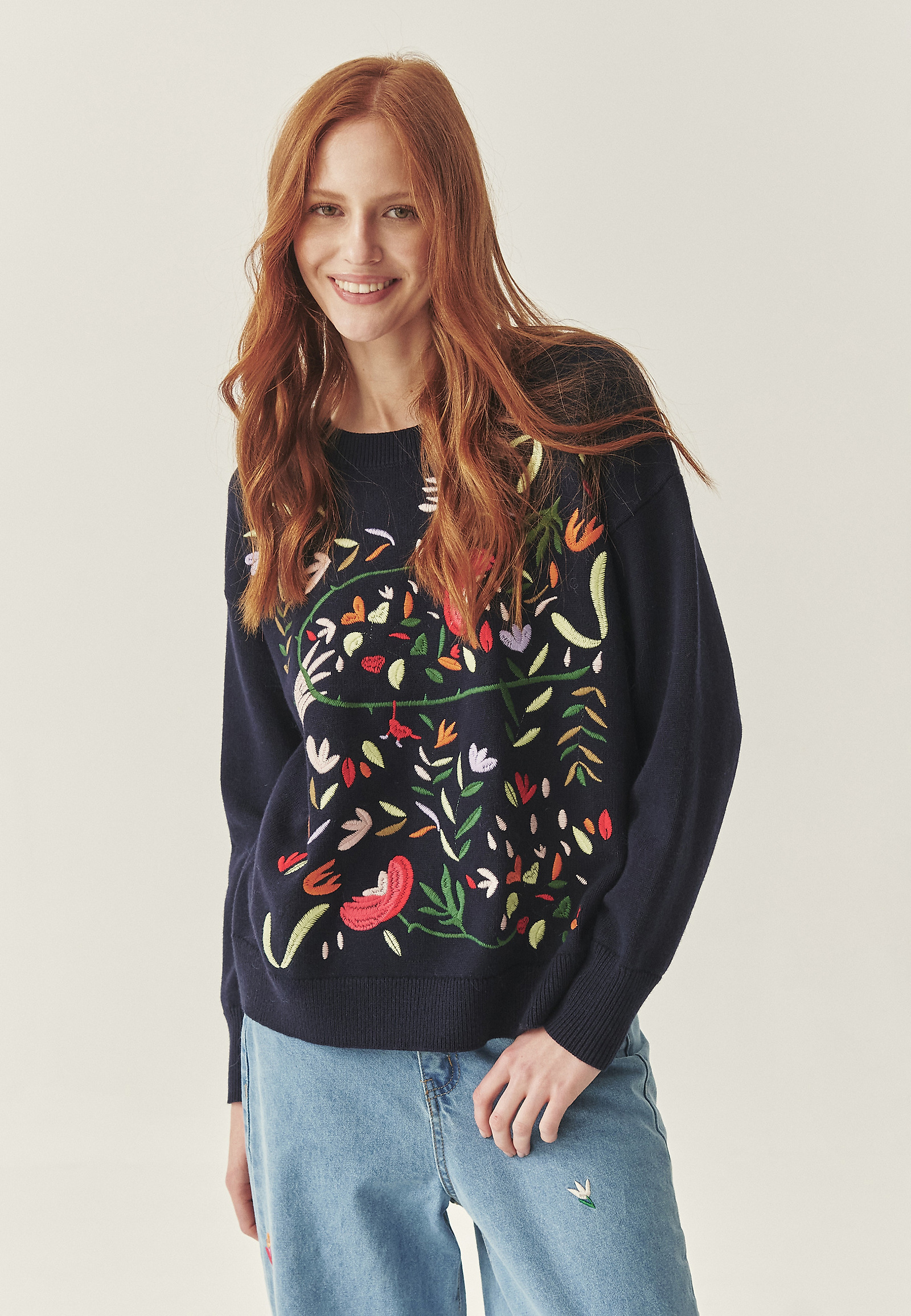 WZORZYSTY SWETER Z DOMIESZKĄ WEŁNY - ADELINE WZORZYSTY SWETER Z DOMIESZKĄ WEŁNY - ADELINE MULTIKOLOR 115529