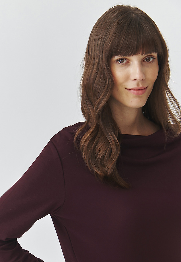 KNITTED BLOUSE WITH A WATERFALL NECKLINE — RITA KNITTED BLOUSE WITH A WATERFALL NECKLINE — RITA PURPLE 4
