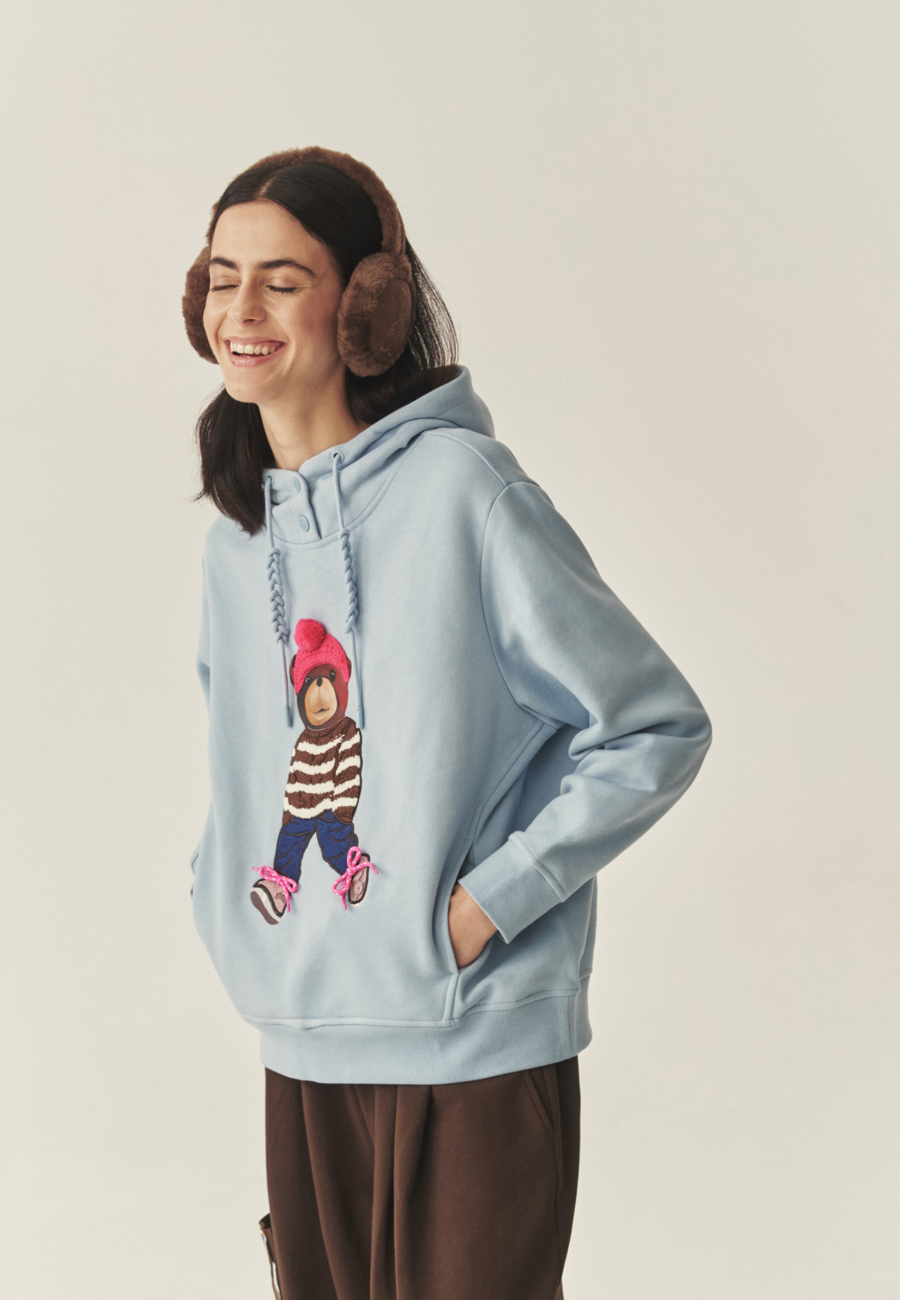 BAWEŁNIANA BLUZA Z KAPTUREM - MAORO NIEBIESKI 2