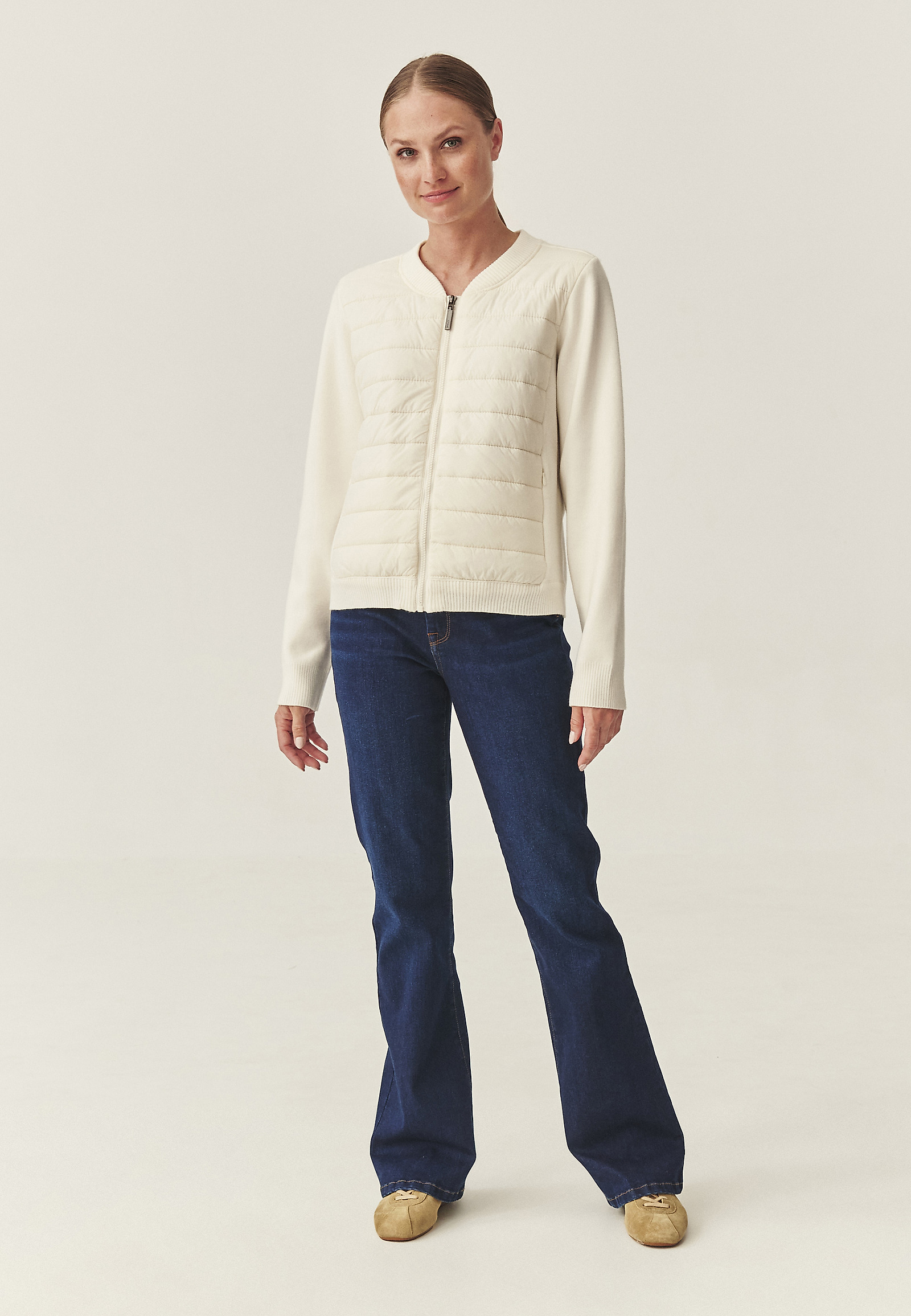 PUFFED BOMBER SLOGA KARDIGAN - CADO PUFFED BOMBER SLOGA KARDIGAN - CADO ECRU 116239