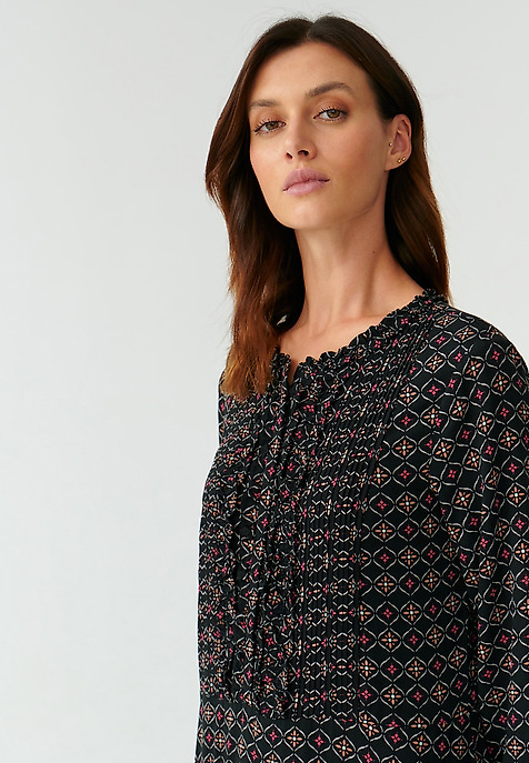 VZOROVANÉ PLÁTĚNÉ ŠATY S DLOUHÝM RUKÁVEM IKOMI VÍCEBAREVNÝ 2