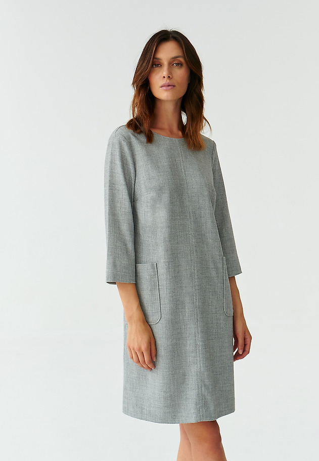 CLASSIC LADIES’ DRESS WITH 3/4 SLEEVES SKAPI CLASSIC LADIES’ DRESS WITH 3/4 SLEEVES SKAPI SZARY 1