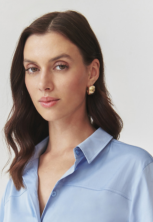 LADIES' FABRIC SHIRT WITH COLLAR — HOLY LADIES' FABRIC SHIRT WITH COLLAR — HOLY NIEBIESKI 1