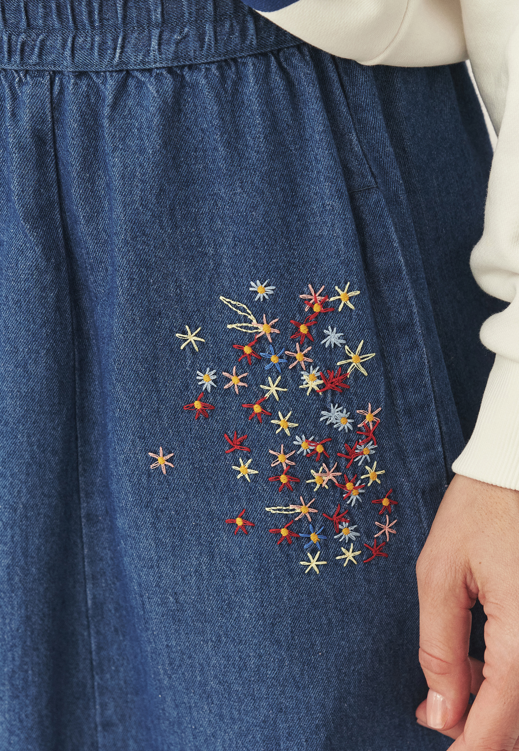 DENIMOVÁ SUKNĚ S VÝŠIVKAMI – MELIA