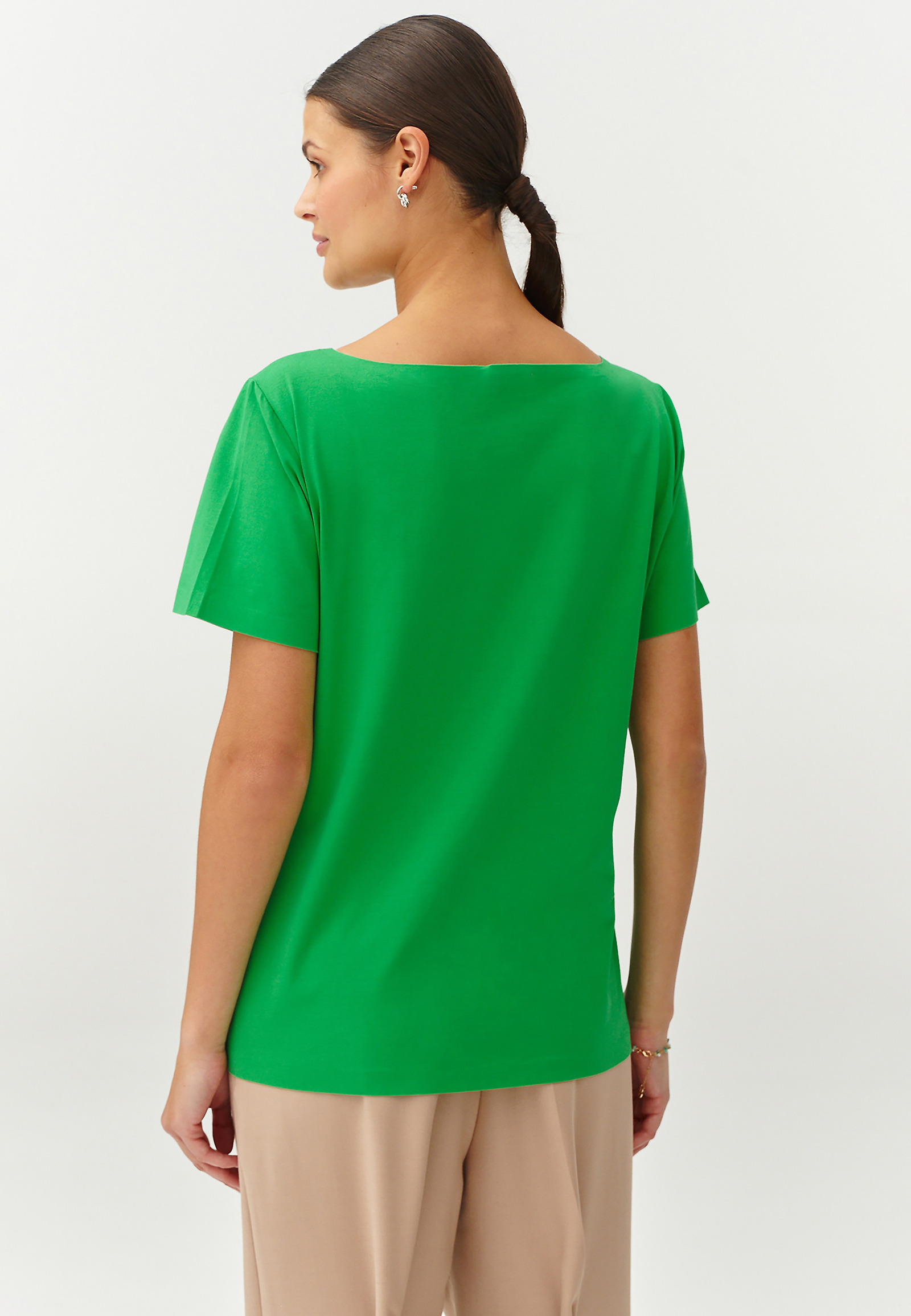 LADIES’ CLASSIC SHORT-SLEEVED BLOUSE - MIKAJA 1 LADIES’ CLASSIC SHORT-SLEEVED BLOUSE - MIKAJA 1 GREEN 94465