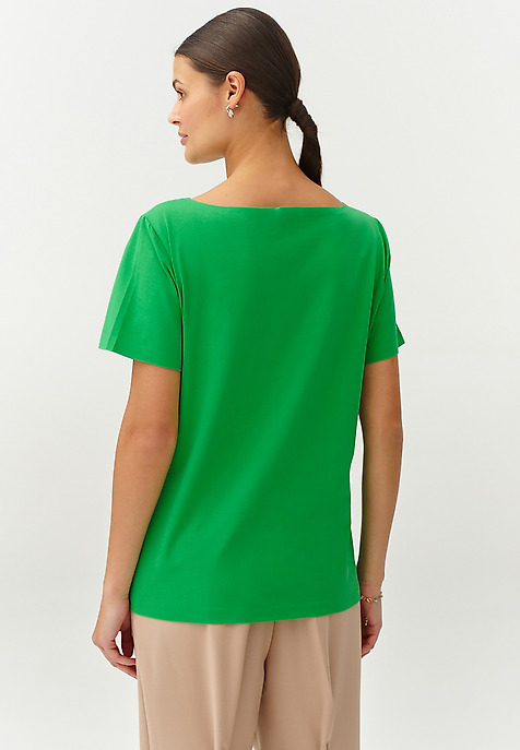 LADIES’ CLASSIC SHORT-SLEEVED BLOUSE - MIKAJA 1 GREEN 2