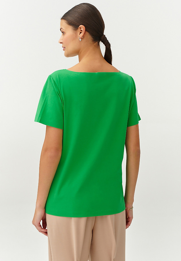 BLUZĂ CLASICĂ DE DAMĂ, DIN TRICOT CU MÂNECĂ SCURTĂ - MIKAJA 1 BLUZĂ CLASICĂ DE DAMĂ, DIN TRICOT CU MÂNECĂ SCURTĂ - MIKAJA 1 VERDE 3