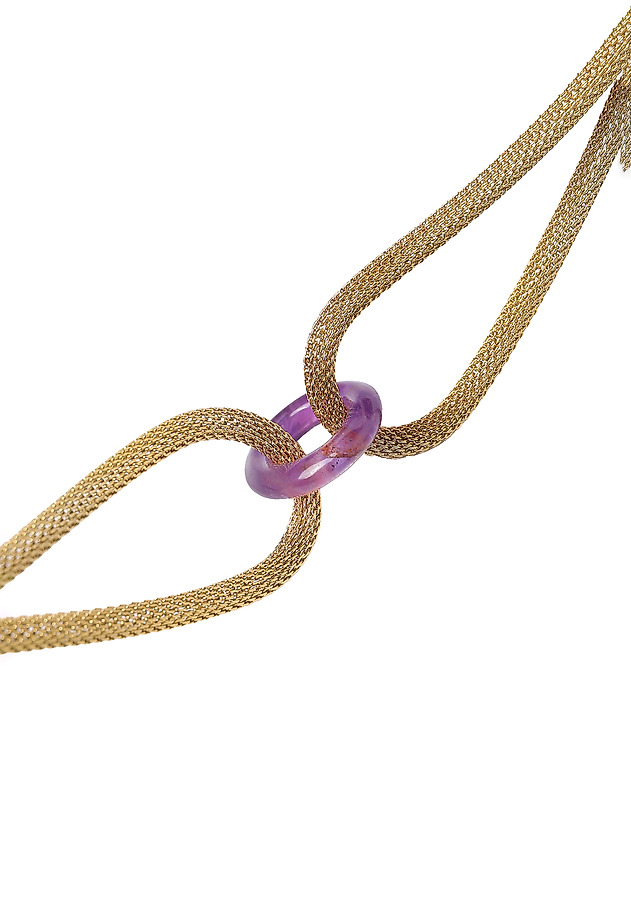 CHAIN BRACELET WITH NATURAL AMETHYST - TIMON CHAIN BRACELET WITH NATURAL AMETHYST - TIMON FIOLETOWY 2