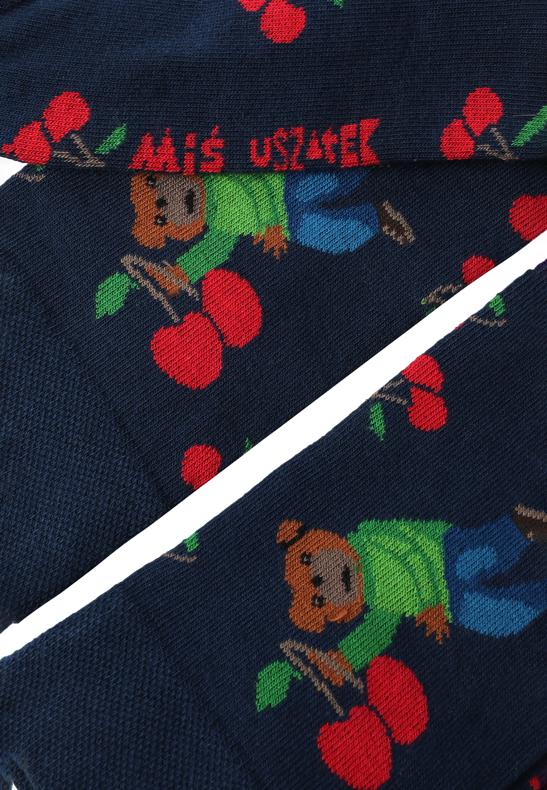 BAVLNENÉ PÁNSKE PONOŽKY S MACKOM UŠKOM – MISIERETKI 5 VIACFAREBNÝ 2