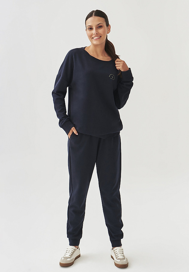 LADIES' KNITTED TROUSERS WITH RIBBED WAISTBAND - SENTI 1 LADIES' KNITTED TROUSERS WITH RIBBED WAISTBAND - SENTI 1 GRANATOWY 2
