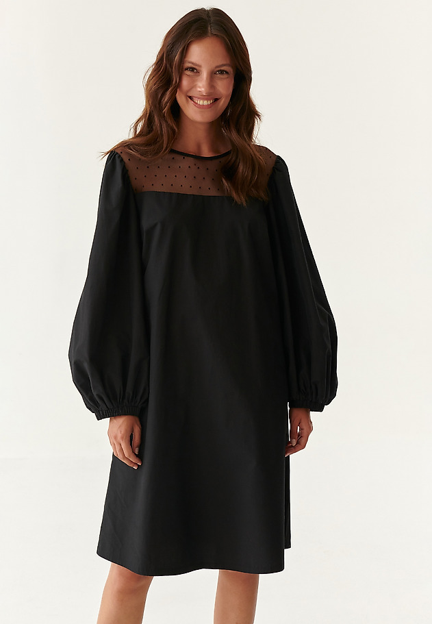 DRESS WITH BALLOON SLEEVES SAMARITO DRESS WITH BALLOON SLEEVES SAMARITO CZARNY 1
