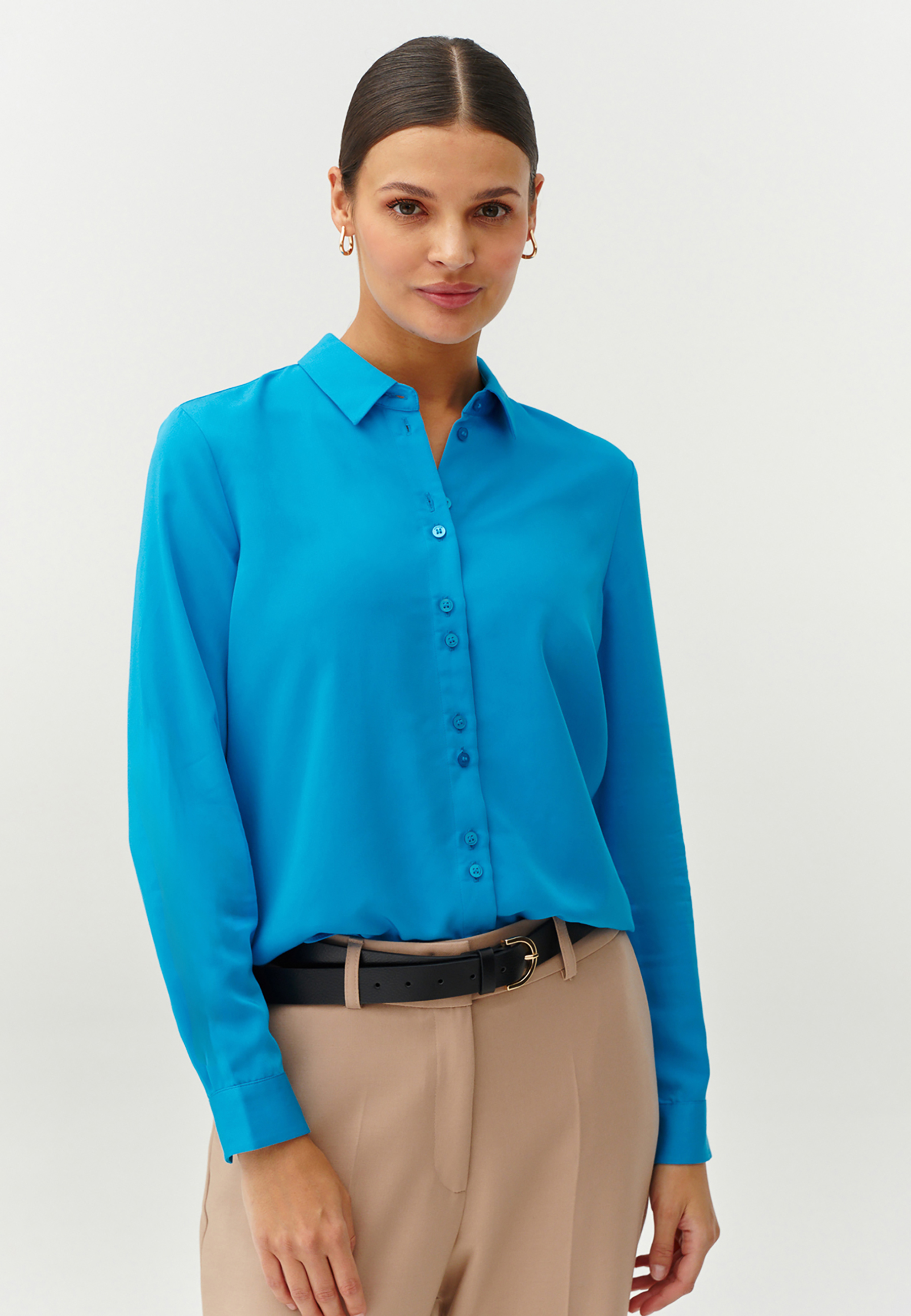 TKANINOWA KOSZULA DAMSKA Z MIESZANKI WISKOZOWEJ - ENMO