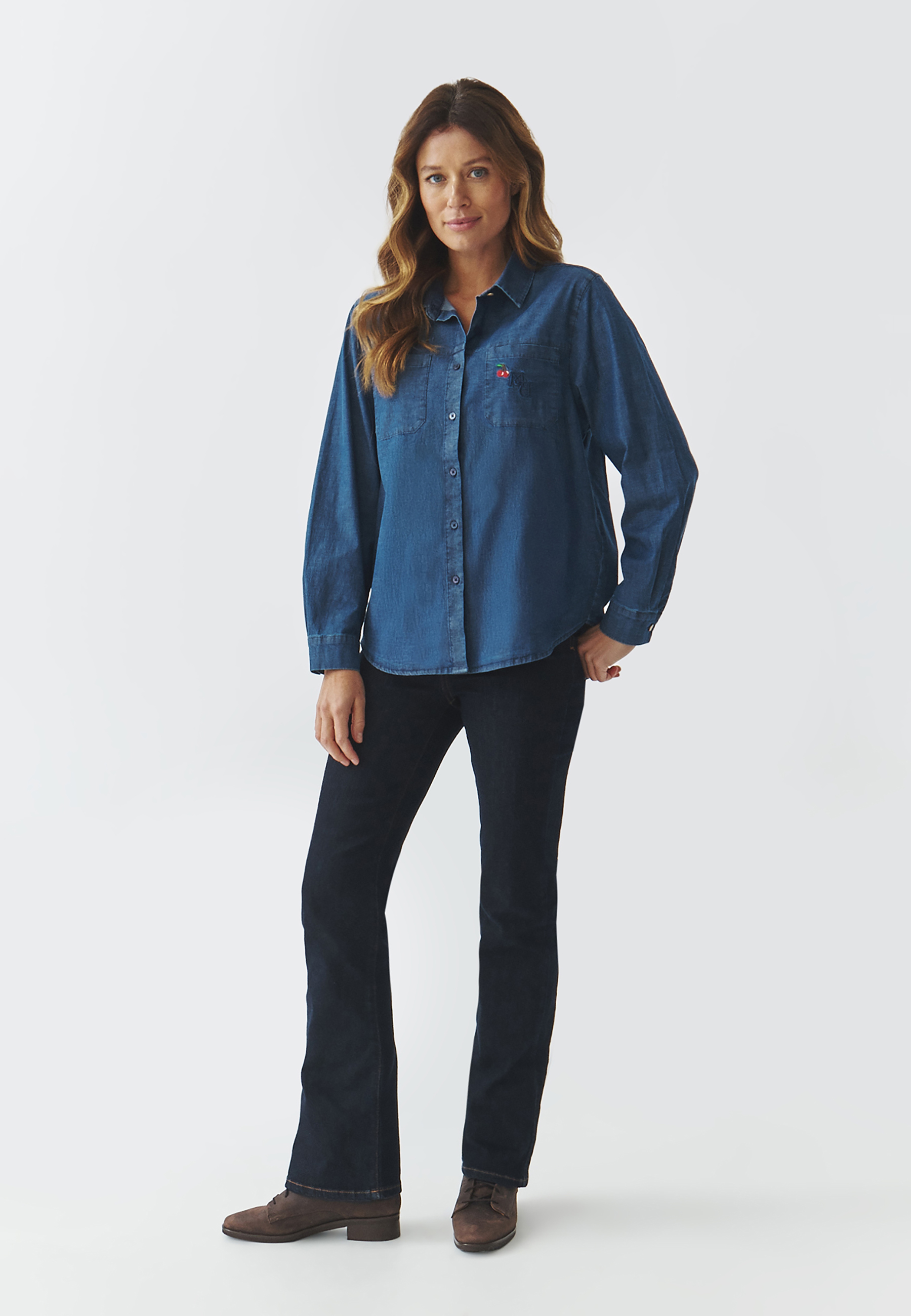 CĂMAȘĂ DE DAMĂ, DIN DENIM, CU PETICE CU MOTIVUL URSULEȚULUI DE PLUȘ - MISIA 1 ALBASTRU 2