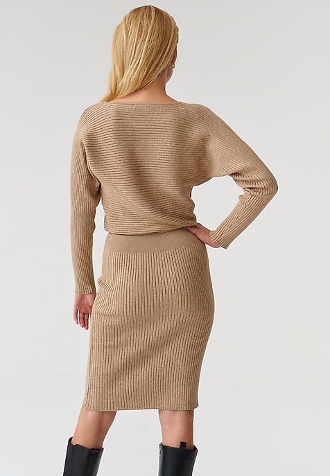 dámské úpletové šaty FULINA BÉŽOVÁ 2