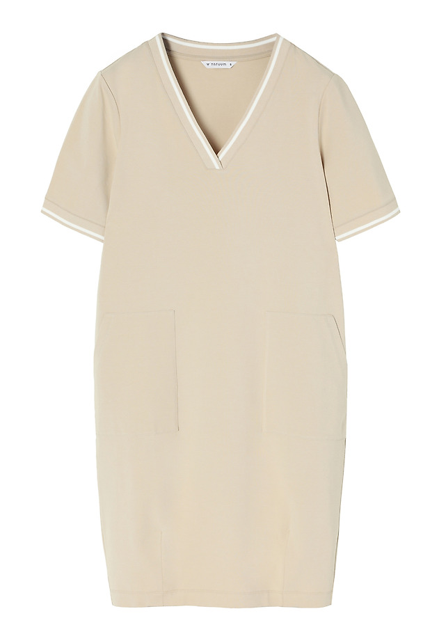COTTON DRESS WITH A ‘BARREL’ CUT - RALIJA COTTON DRESS WITH A ‘BARREL’ CUT - RALIJA BEŻOWY 7
