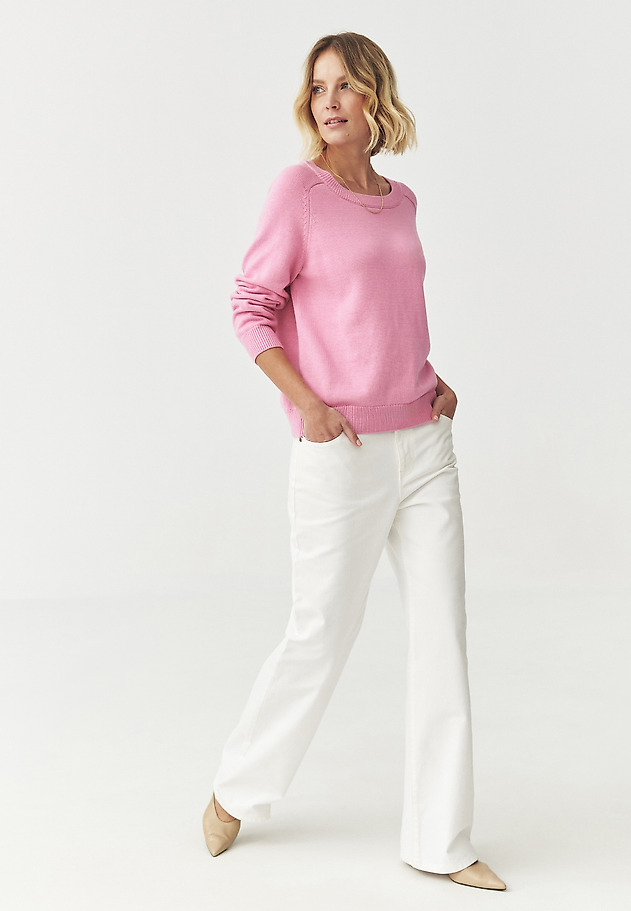 SWETER Z PRZĘDZY BAWEŁNIANO-WISKOZOWEJ — IVY SWETER Z PRZĘDZY BAWEŁNIANO-WISKOZOWEJ — IVY RÓŻOWY 2