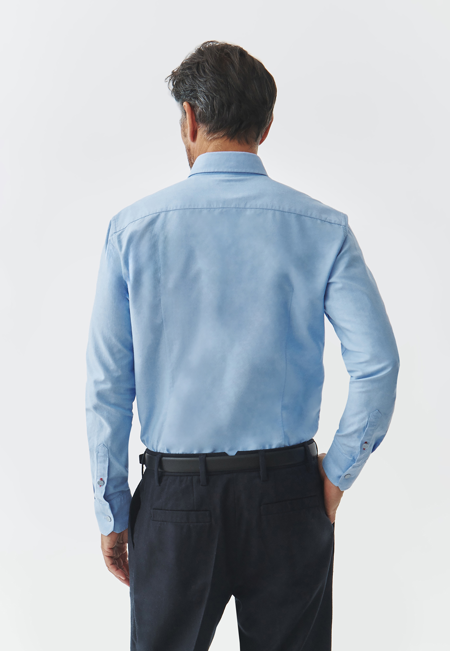 MEN'S COTTON SHIRT WITH A FITTED CUT - MARCO 3 SLIM BLUE 2