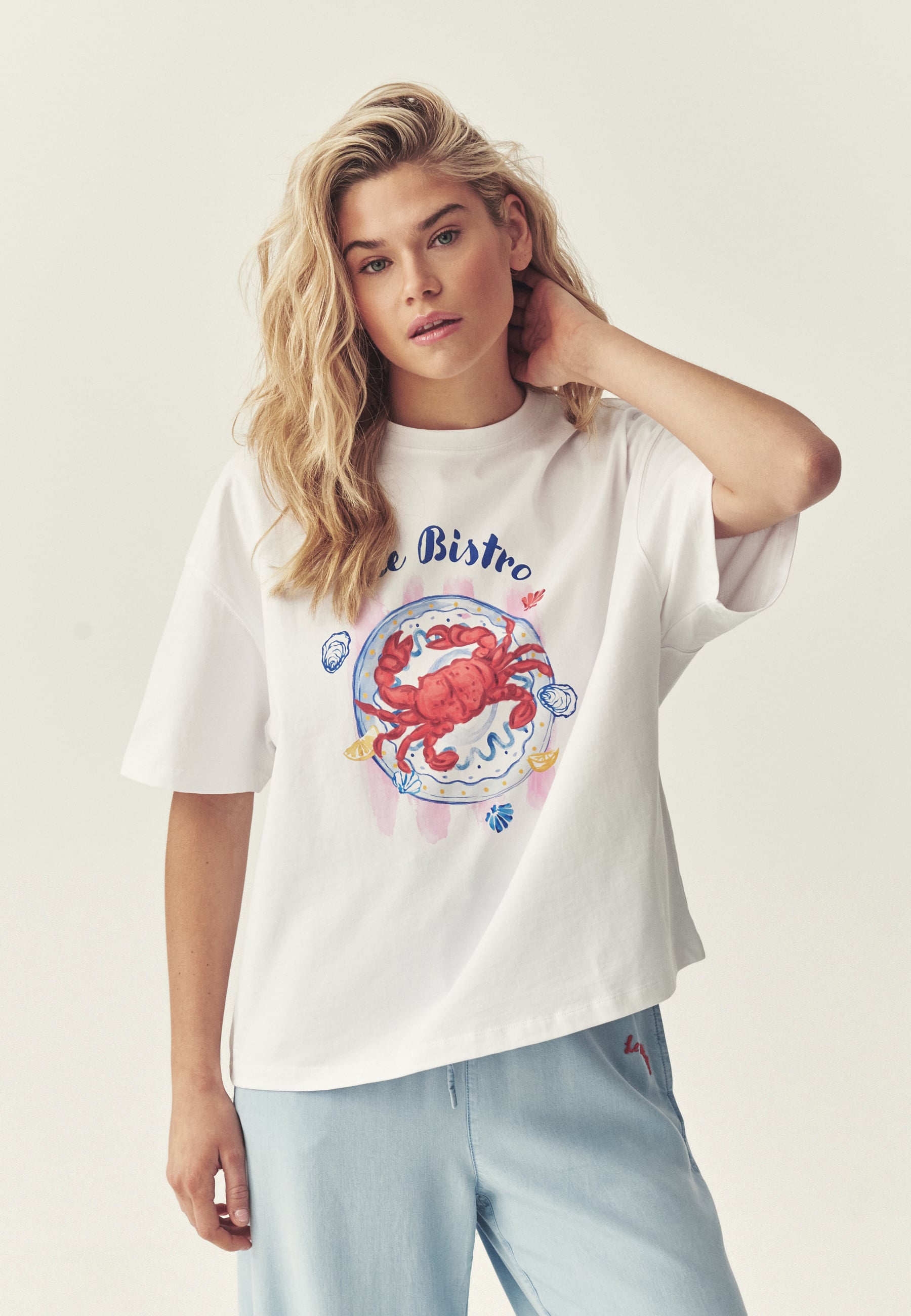 BAWEŁNIANY T-SHIRT Z NADRUKIEM - PLAYA