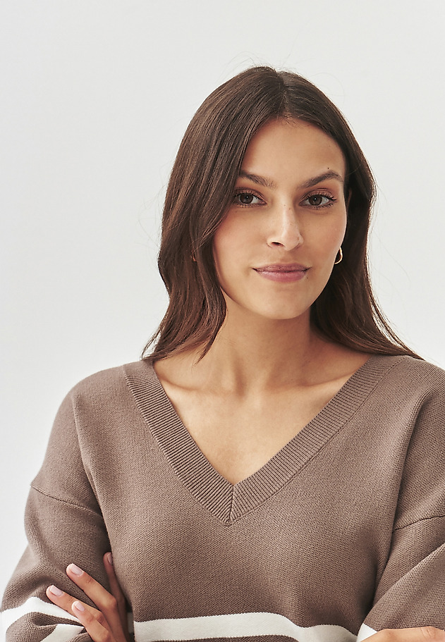 LADIES' STRIPED SWEATER - ELIANA LADIES' STRIPED SWEATER - ELIANA BEŻOWY 5