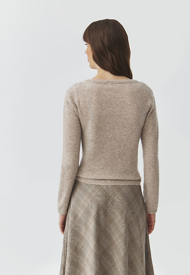 CASHMERE LADIES' JUMPER WITH BOAT NECKLINE — LEMON CASHMERE LADIES' JUMPER WITH BOAT NECKLINE — LEMON BEIGE 3
